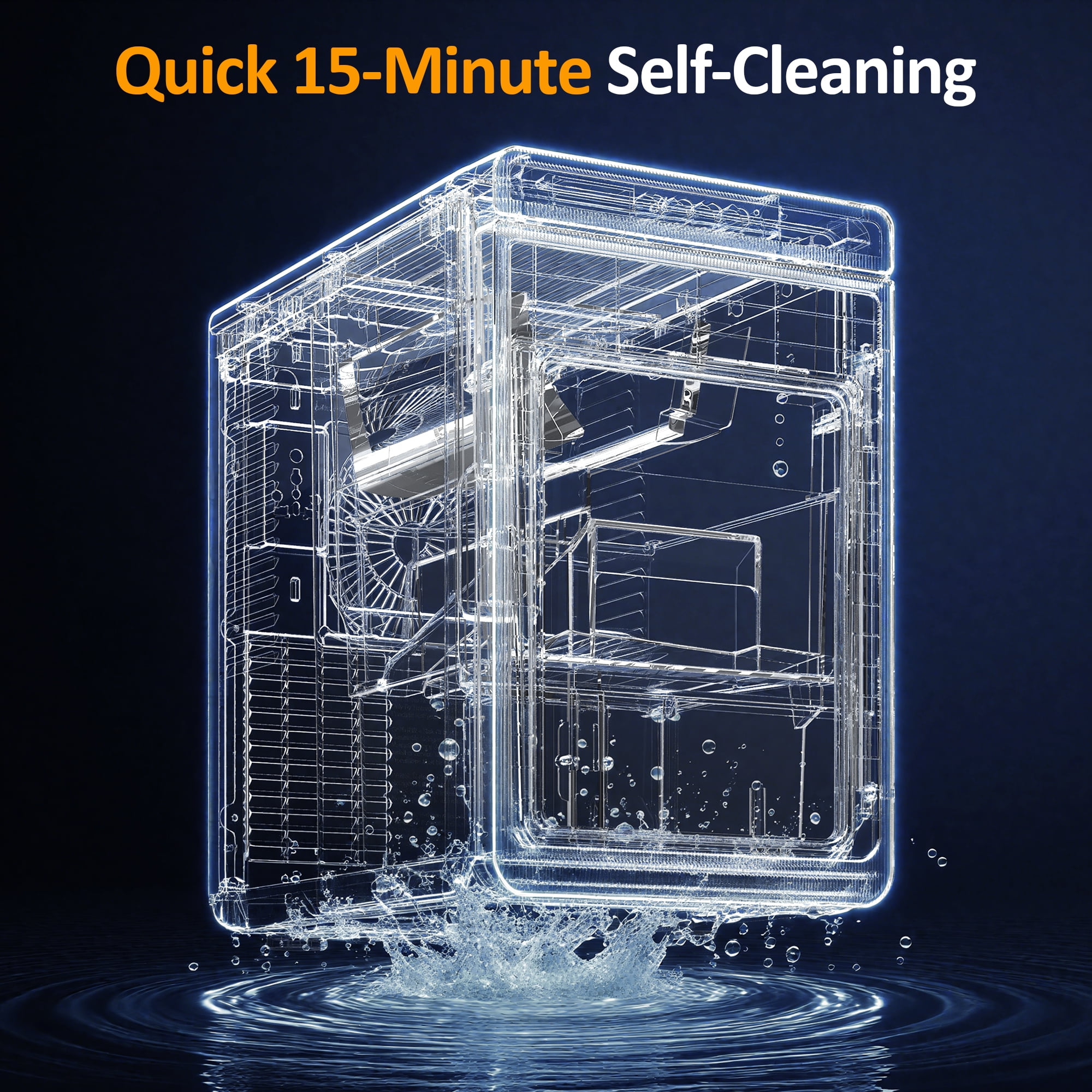Cozy Home Clear Ice Maker for Home – Compact Countertop Ice Machine with 1.6" Square Ice Cubes, Self-Cleaning, LED Light & Timer, Portable Electric Ice Maker for Kitchen, Bar, RV, Black