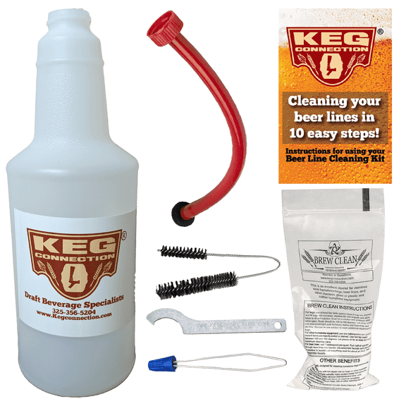 Kegconnection Kegerator Beer Line Cleaning Kit - Easy and Safe to Use Keg Cleaner - with Brew Clean Solution and More
