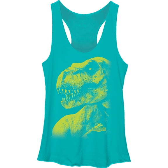 Women's Jurassic World Tyrannosaurus Rex Teeth  Racerback Tank Top Tahiti Blue Small
