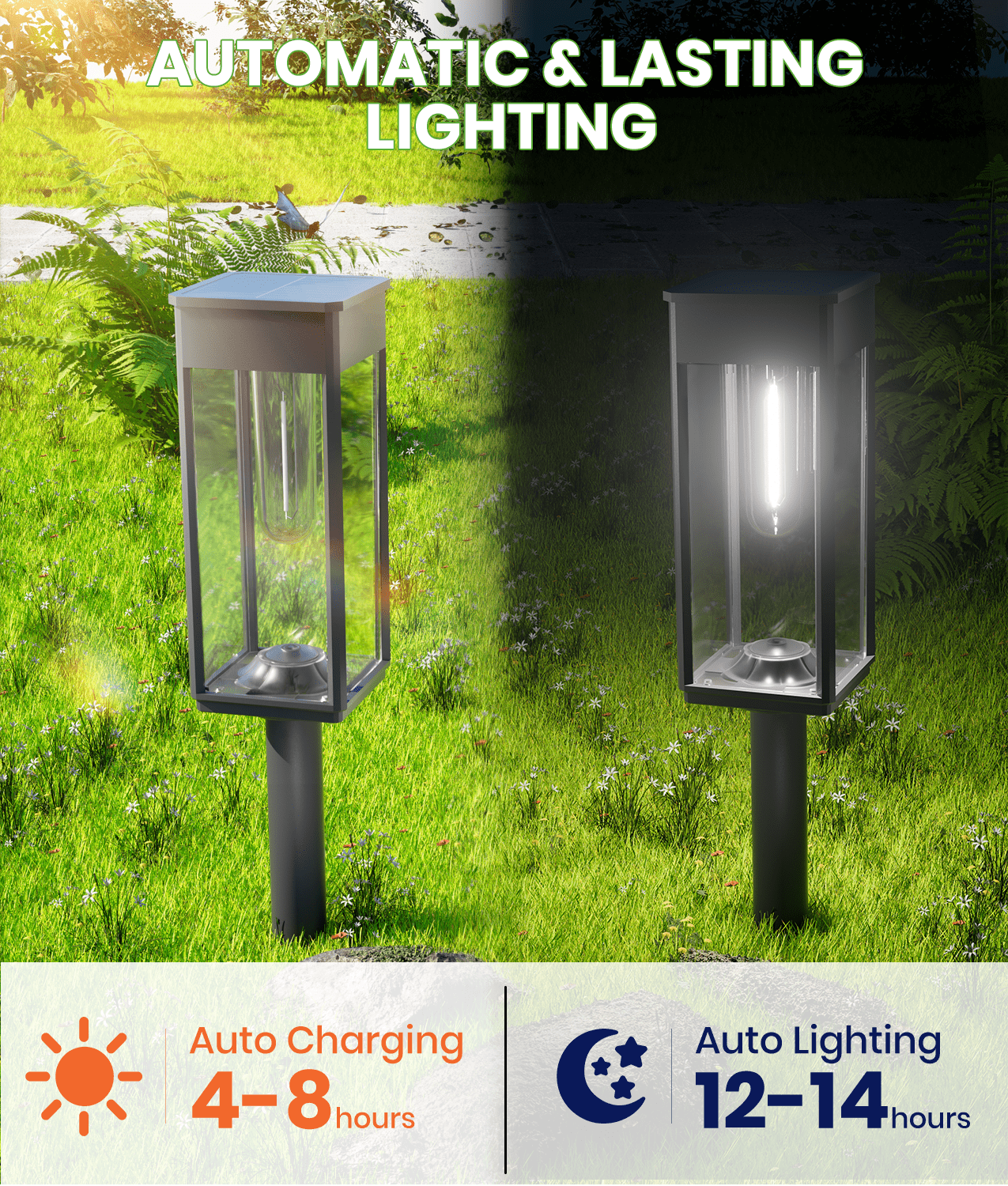 BITPOTT Solar Pathway Lights Outdoor Waterproof IP65 for Walkway Path Garden Lawn Patio Decor 4 Pack