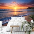 thumbnail image 4 of Custom Size Beach Sunset Orange Glow Sea Peel and Stick Wallpaper - Removable Self-Adhesive Mural for Living Room, Bedroom & Tropical DecorDesigned by youself-80*60", 4 of 5