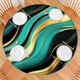 thumbnail image 2 of Teal Gold Marble Pattern Round Fitted Tablecloth with Elastic Edge,Dining Table Cover Waterproof,Outdoor Round Tablecloth for Camping,Dining,Indoor and Outdoor, 2 of 7