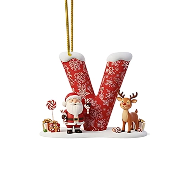 Christmas Tree Decoration 2D Acrylic Decoration Letter Pendant With 26 Letters Christmas Hanging Decoration DIY Crafts Christmas Home Decoration