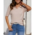 thumbnail image 5 of Sherrylily Women Cable Short Sleeve Sweaters Tops V Neck Knit Casual Pullover Shirt, 5 of 6