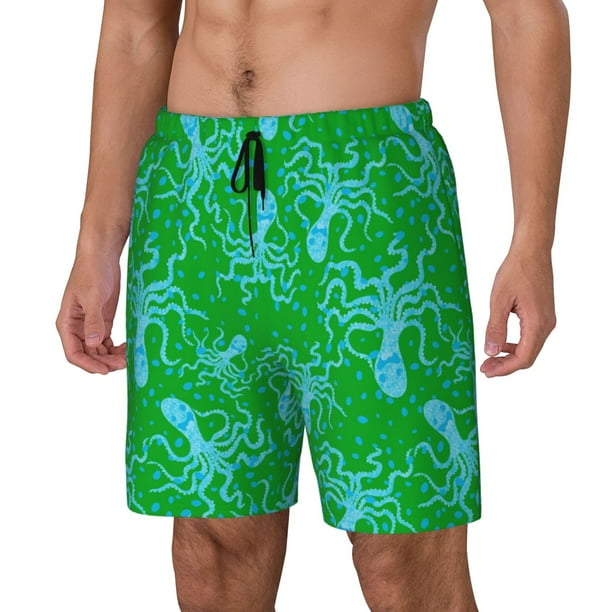 Fotbe Octopus1 Traje de Baño para Hombre – Shorts de Natación de Secado Rápido con Forro y Bolsillos-Large