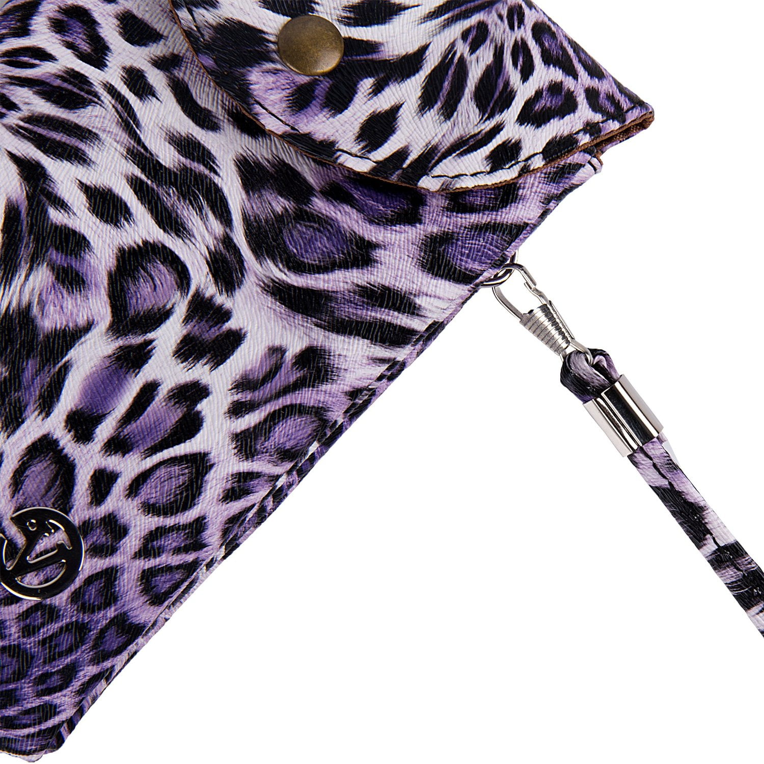 3-PACK: Universal Travel Crossbody Pouch (Purple Leopard) fits Smartphones up to 6.1-inch - Vegan Leather with Removable Shoulder Strap and Magnetic Button Closure