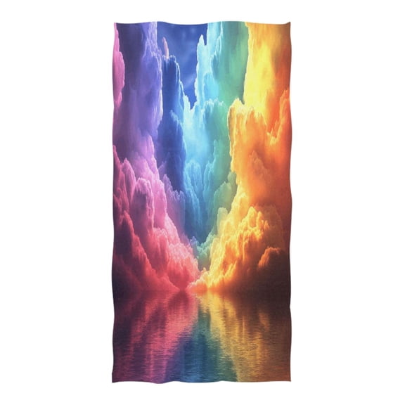 Oversized Beach Towel Extra Large Absorbent Microfiber Bath Towels Soft Quick Drying Colorful Clouds over Water 74"x37"