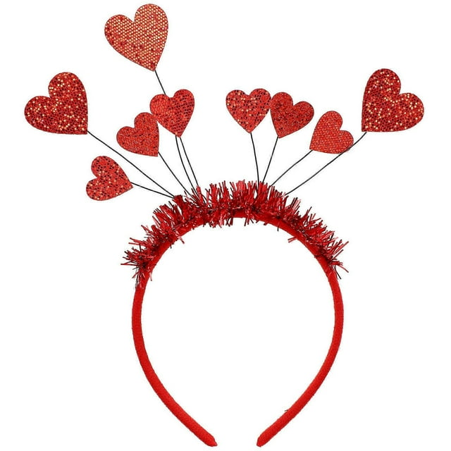 Valentine's Day Heart Headband Headdress for Special Occasions Felt Red Comfortable to Wear 1Set