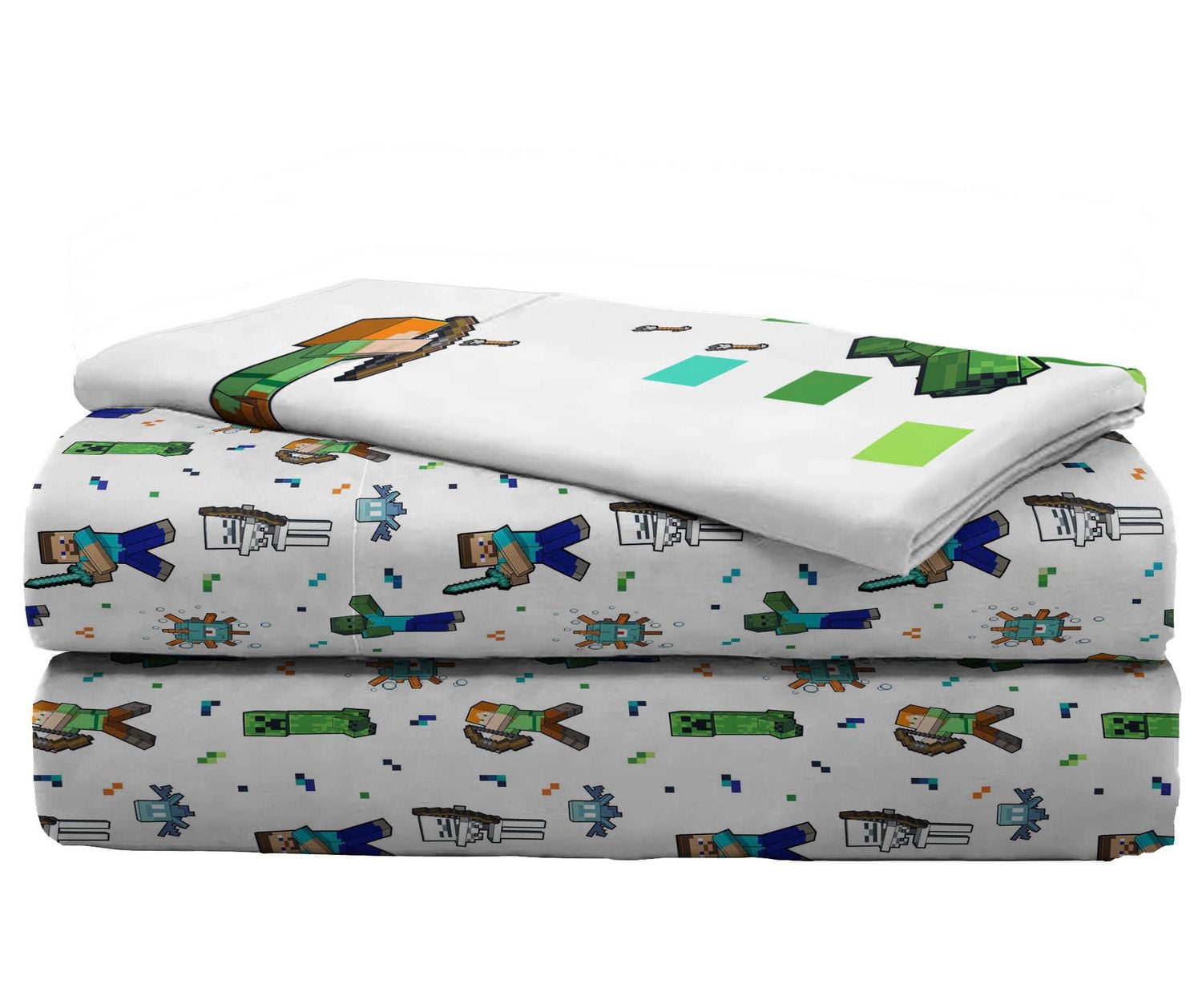 Minecraft Kids' 3-Piece Twin Sheet Set, 100% Polyester, Twin