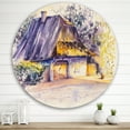 thumbnail image 2 of Designart 'Old Wooden White House In Country Side Village During Afternoon Glow' Traditional Circle Metal Wall Art 36x36 - Disc of 36, 2 of 5