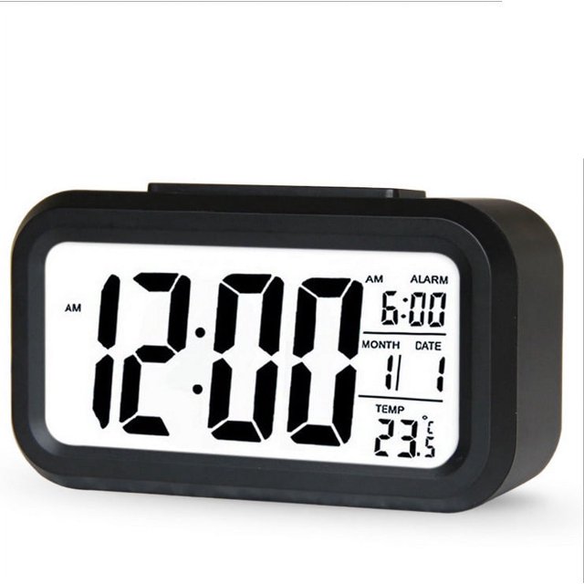 Reloj despertador inteligente con radio y pantalla digital, monitor de temperatura y carcasa de plástico