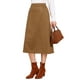 thumbnail image 4 of Faldas Midi de Suede INSPIRE CHIC para Mujeres, Casual de Trabajo Otoño Invierno, Falda A Line, Tendencia XL Marrón, 4 of 6