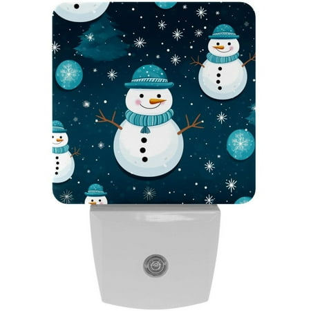 

Christmas snowman LED Square Night Light - Energy Efficient Plug-in Nightlight with Auto Sensor for Bedroom Bathroom and Hallway - Soft Glow Illumination - White Pack of 2