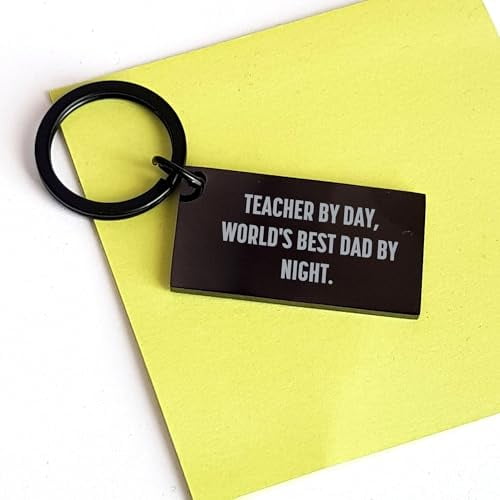 Amangny Teacher by Day, World's Best Dad by Night Keychain Gift for Teachers on Father's Day - A Unique and Inspirational Token of Appreciation for Teachers Gifts for Dad