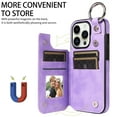 thumbnail image 3 of Dteck Case for iPhone 15 Pro,Magnetic Clasp Luxury PU Leather Card Slots Stand Durable Shockproof Case Back Wallet Flip Cover with Ring Buckle Cover,Purple, 3 of 10