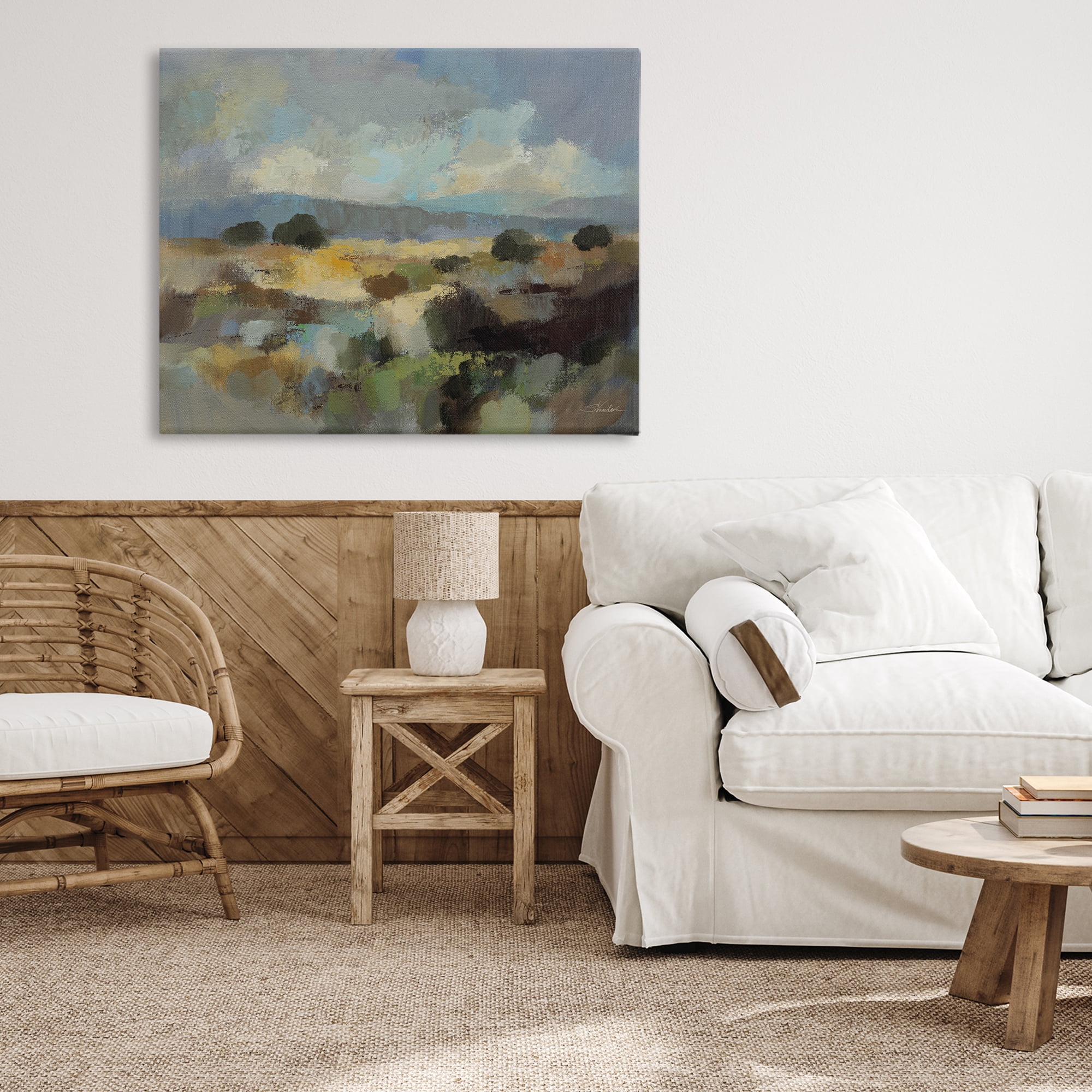 Stupell Industries Muted Blue Landscape with Clouds Canvas Wall Art, design by Silvia Vassileva