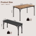 thumbnail image 3 of Huloretions Dining Table Set For 4,Kitchen Table With Upholstered Bench,Rectangular Dining Room Table Set Industrial 3-Piece Dining Table Set For Small Spaces Apartment, 3 of 6