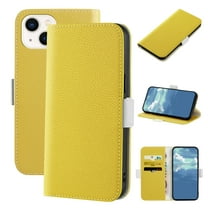 Dteck Wallet Phone Case for Apple iPhone 14 (6.1 inch),Magnetic Folio Flip Holder Card Slots Candy Color Lychee Texture PU Leather Full Protection Protective Cover,Yellow
