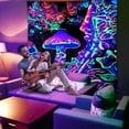 thumbnail image 3 of Blacklight Mushroom Tapestry, Trippy Upright Tapestry Glow In The Dark, UV Reactive Black Light Tapestries Posters Wall Hanging for Backdrop Bedroom Dorm Living Room Decor 60"x80", 3 of 6