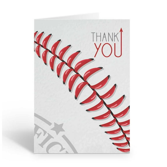Thank You Baseball Note Cards - 10 Note Cards with Envelopes - Baseball - B14474