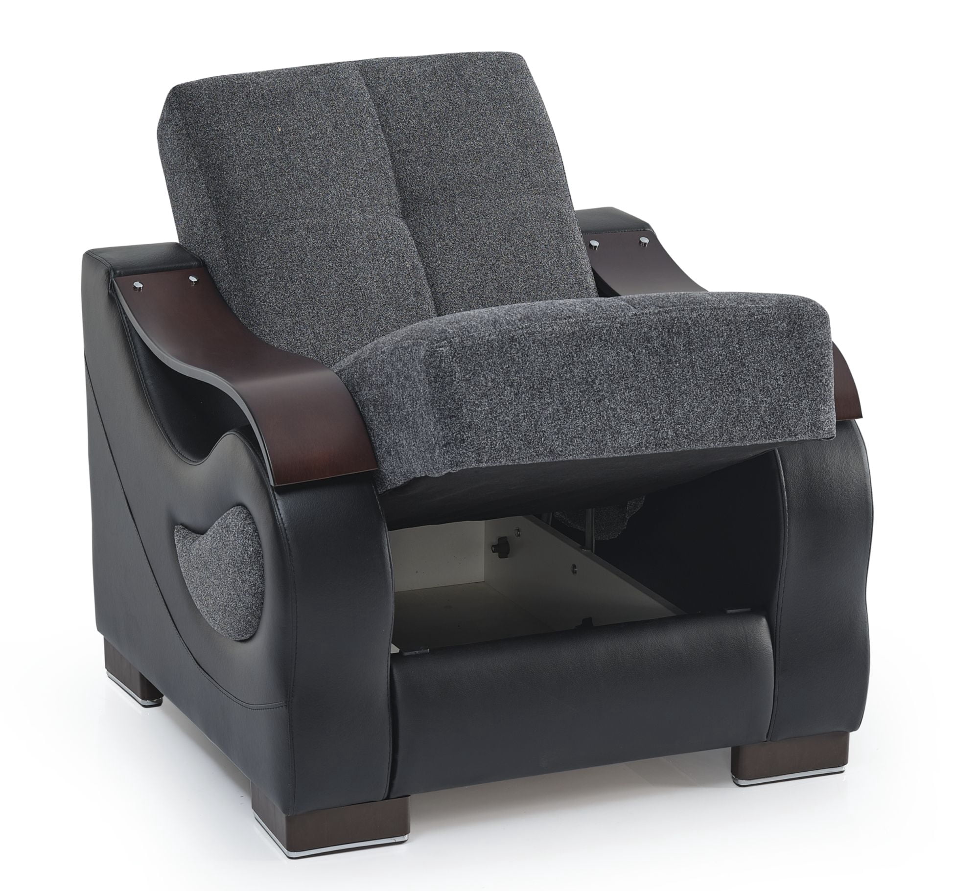 Ottomanson Convertible Accent Armchair with Hidden Storage, Firm Comfort Seating, Gray