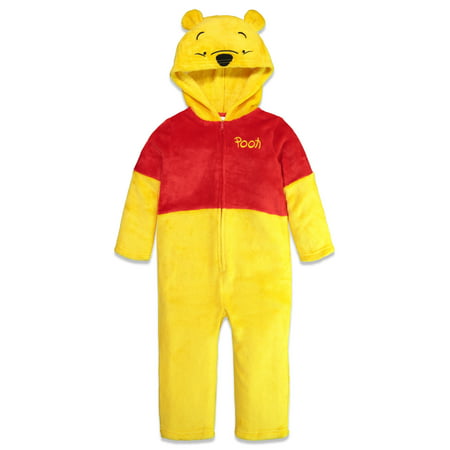 Disney Winnie The Pooh Bear Toddler Fleece Costume Hooded Cosplay Coverall 4T
