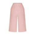 thumbnail image 7 of Lenpel Women's Capri Pants Loose Elastic High Waisted Wide Leg Casual Trousers Cropped Palazzo Pants with Pockets, 7 of 7