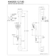 thumbnail image 2 of Kingston Brass KAK2528D Made to Match Shower System with Slide/Grab Bar and Hand Shower, Brushed Nickel, 2 of 4