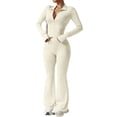 thumbnail image 2 of Women 2 Piece Outfits Tracksuit Set Long Sleeve Zipper Yoga Jacket and Flare Pants Workout Set With Pockets, 2 of 5