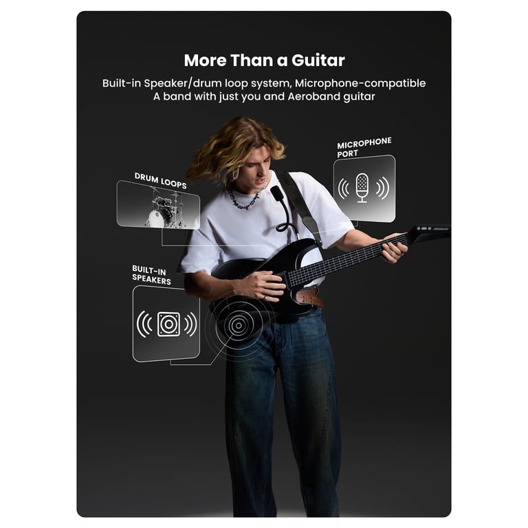 AeroBand Portable Stringless Acoustic Electric Guitar for Travel