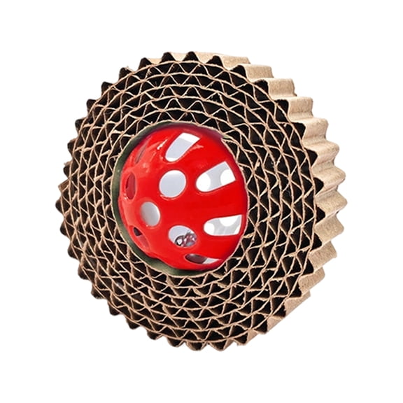 3-Pack Corrugated Cat Ball Toys with Bells, Interactive Dental Chew for Indoor Cats, Random Colors, Boredom Relief(Red)