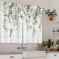 thumbnail image 3 of Farmhouse Eucalyptus Kitchen Curtains Boho Rustic Foral Flower Botanical Green Leaf Small Short Cafe Window Curtains Plant Bathroom Window Drapes Treatment Tier Curtains (26x36 Inch), 3 of 6