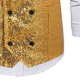 thumbnail image 6 of Men's Sequins Vest Slim Fit 3-Button Christmas Party Vest Shiny Dress Waistcoat for Wedding 80s 90s Prom Outfits (M, Gold 01), 6 of 6