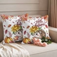 thumbnail image 2 of Fall Hedgehog Outdoor Waterproof Pillow Covers, Thanksgiving Pumpkin Sunflower Eucalyptus Decorative Square Throw Pillowcase Sofa Cushion Sham for Patio/Couch/Chair, 26"x26" 2 Pack, 2 of 8