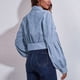 thumbnail image 3 of Chaqueta Corta Hombro Caído Puff Manga Larga Bolsillo Botón Tops Casuales para Mujer Denim Azul XL, 3 of 6