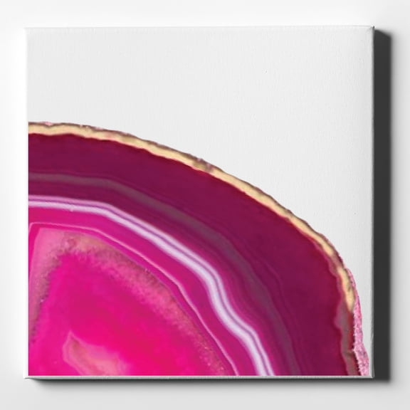 Hot Pink Agate Crystal Geode - 10" x 10" - Decorative Canvas Wall Art - White Edge - 5/8" Gallery Wrapped