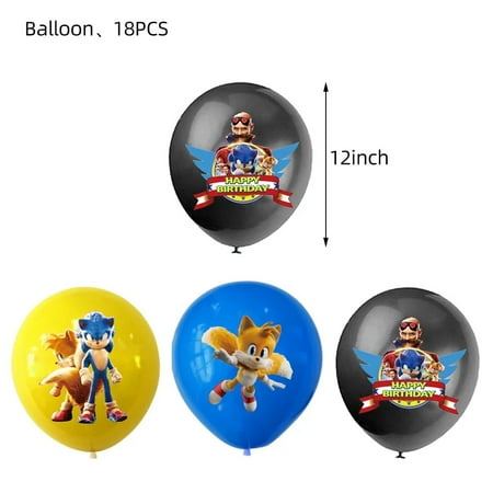 Soniccs Party Supplies Boys Birthday Party Decoration Tablecloth Banner Balloon Cake Topper Spiral Straws Kids Gifts Baby Shower