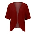 thumbnail image 4 of Uooqdmx Womens Cardigan Short Sleeve Cardigans for Women Court Lock Spring and Summer Solid Color Circle Short Sleeved Cardigan Casual Loose Top Plus Size Cardigan Wine M, 4 of 6