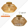 thumbnail image 6 of 60W Woven Rattan Ceiling Light Chandelier Gold Kitchen Island Light Fixture, 6 of 12