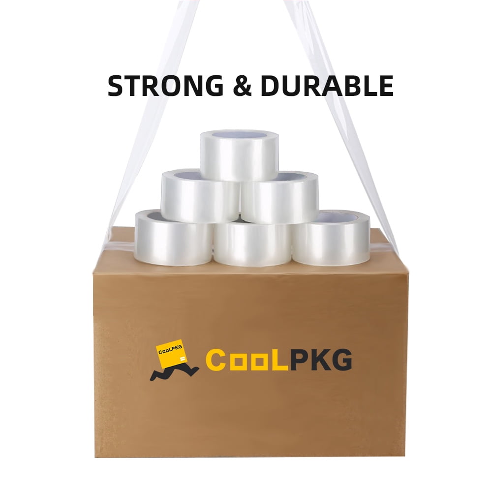 Coolpkg 6 Rolls 3 Inch x 110 Yards, 330ft, Clear Carton Tape, Sealing Packing Tape for Shipping, Moving, Storage