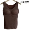 thumbnail image 2 of Underwear Thermal Vest Sleeveless Top Warm Tank Winter Women Slim body with chest cushion -coffee, 2 of 5