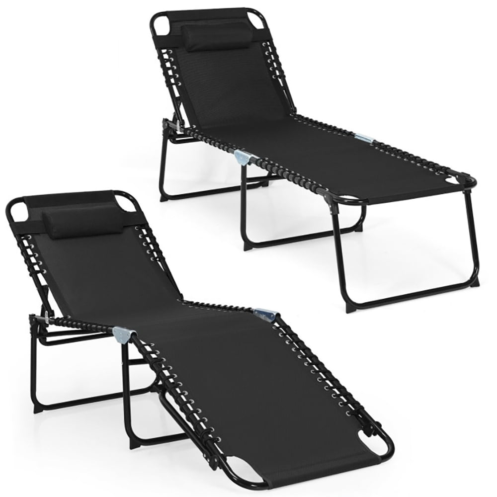 Aimee Lii Foldable Recline Lounge Chair with Adjustable Backrest and Footrest, Patio Loungers, Black