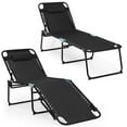 thumbnail image 5 of Spaco Patio Lounge Chair, Foldable Recline Lounge Chair with Adjustable Backrest and Footrest-Black, 5 of 9