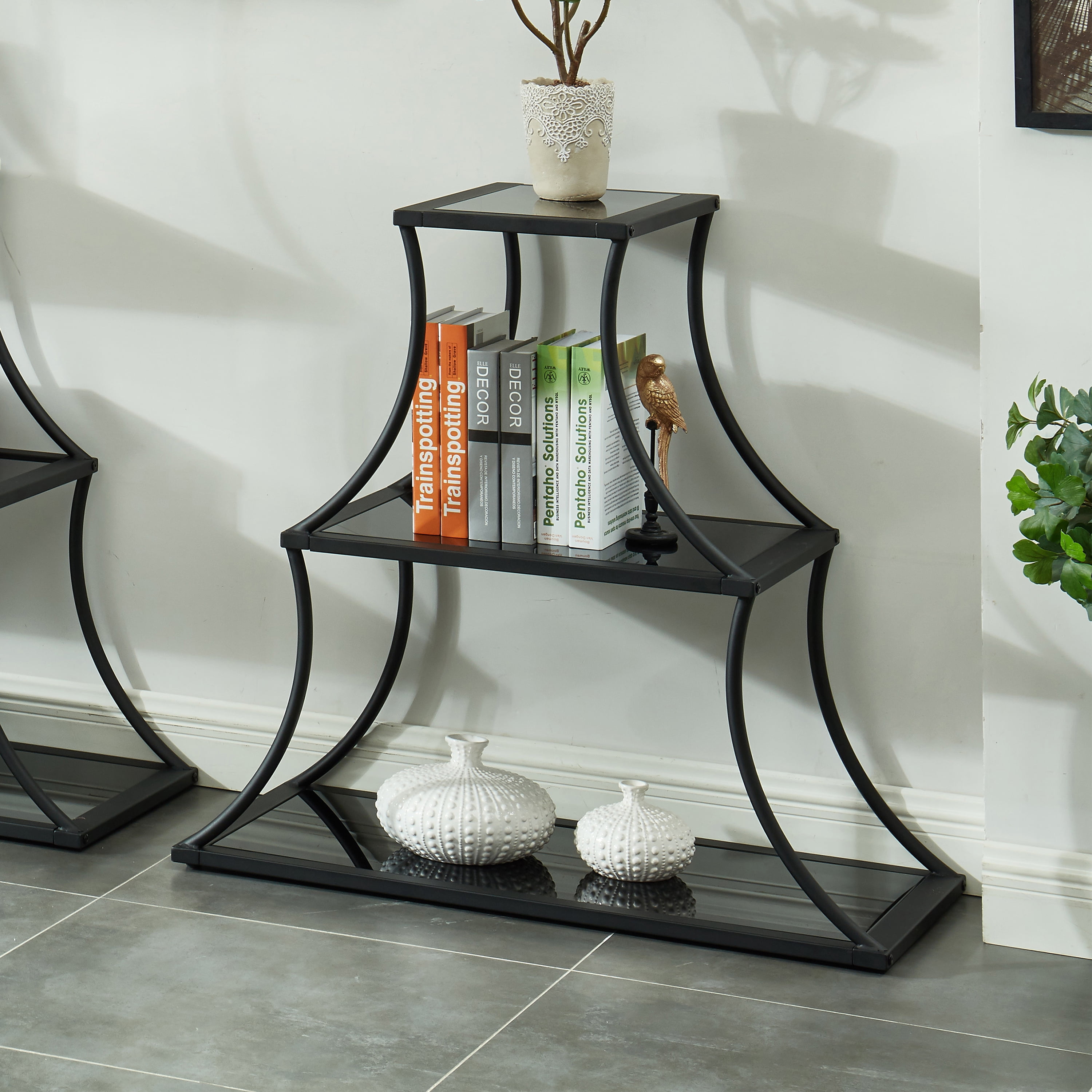 Furniture of America Murcatur Metal 3-Shelf Bookcase, Sand Black