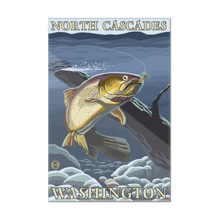 Online Shopping Wa Trout Fishing Cross-Section - North Cascades, WA - LP Original Poster (8x12 Acrylic Wall Art Gallery Quality) ()