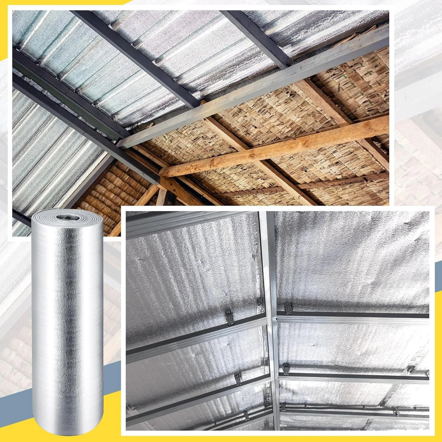 Roll up Garage Door Insulation Kit for Cooling Metal Buildings 10X10 (100SQFT)