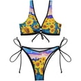 thumbnail image 2 of Dreamtimes Sexy O-Ring String Triangle Bikini Set for Women'sTwo Piece Swimsuit-Beautiful Sunflower Flowers Floral Sunset, X-Large, 2 of 7