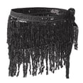 thumbnail image 4 of DHFJKG Skirts For Women Belly Dance Sparkly Tassels Glitter Sequins Mini Skirt With Asymmetric Hem Performence Stylish Skirt, 4 of 5