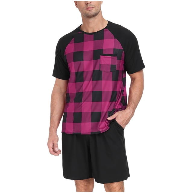TIMIFIS Ensembles Courts pour Hommes 2 Pcs Tenues de Mode d'Été Survêtements Décontractés Ensemble Décontracté Col Rond Imprimé Blouse à Manches Courtes et Shorts Ensemble Deux Pièces - Automne