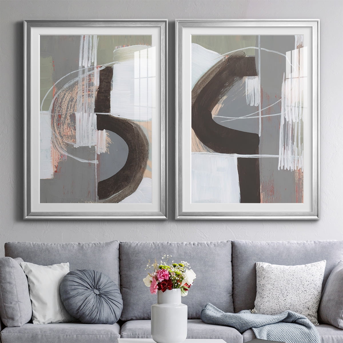 Wexford Home Arching Neutrals III Premium Framed Print, 22.5" x 30.5" - Ready to Hang, Silver (Set of 2)